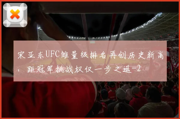 宋亚东UFC雏量级排名再创历史新高，距冠军挑战权仅一步之遥